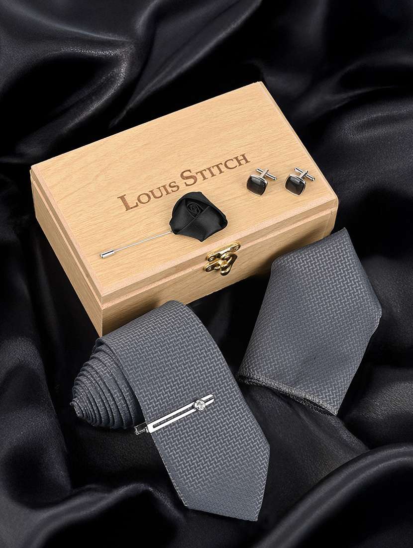 men neck tie set with pocket square & cufflinks brooch tie pin - 22286432 -  Standard Image - 1