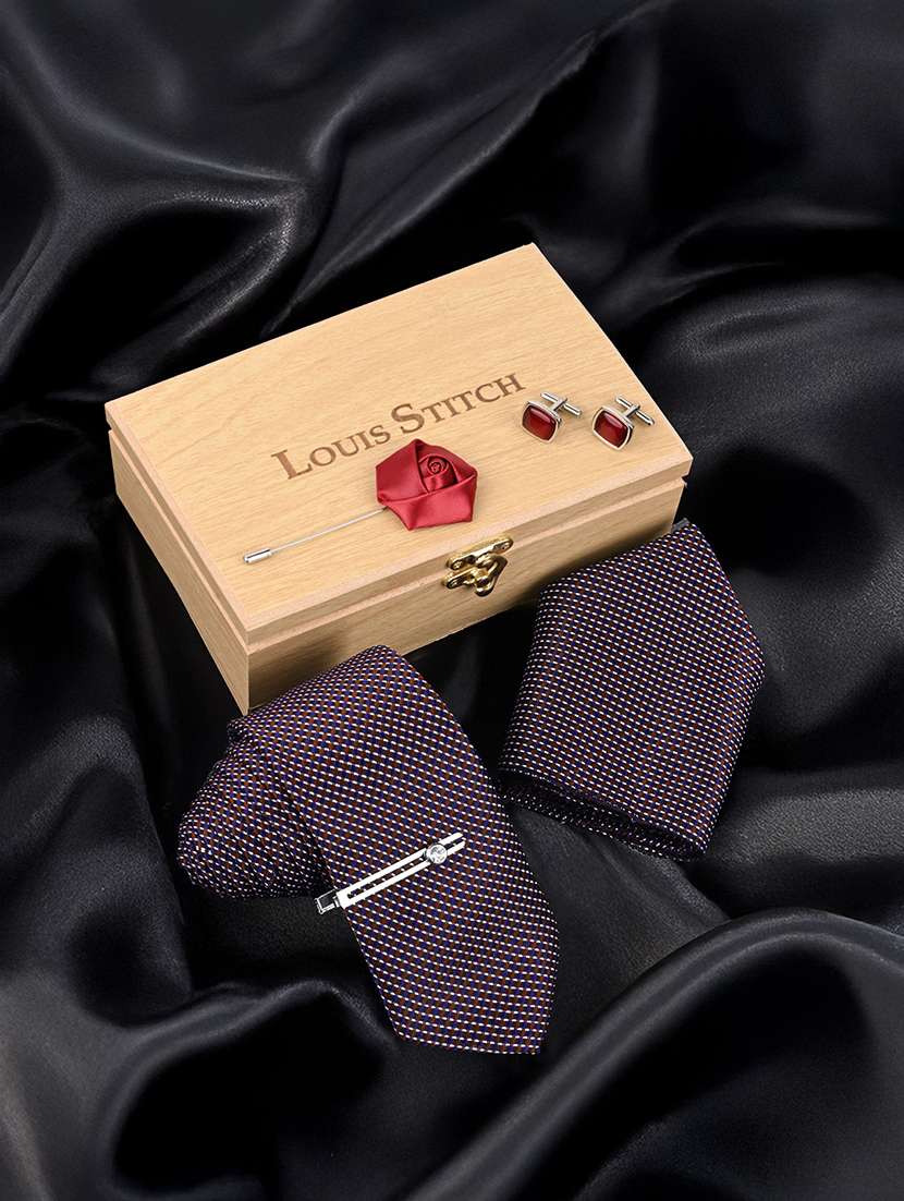 men neck tie set with pocket square & cufflinks brooch tie pin - 22286433 -  Standard Image - 1