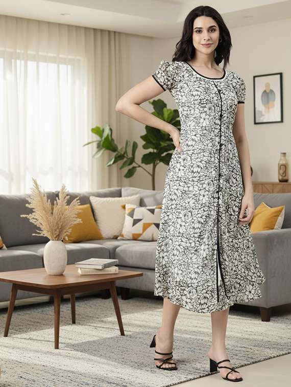 women floral print short sleeve a-line dress - 22286449 -  Standard Image - 1