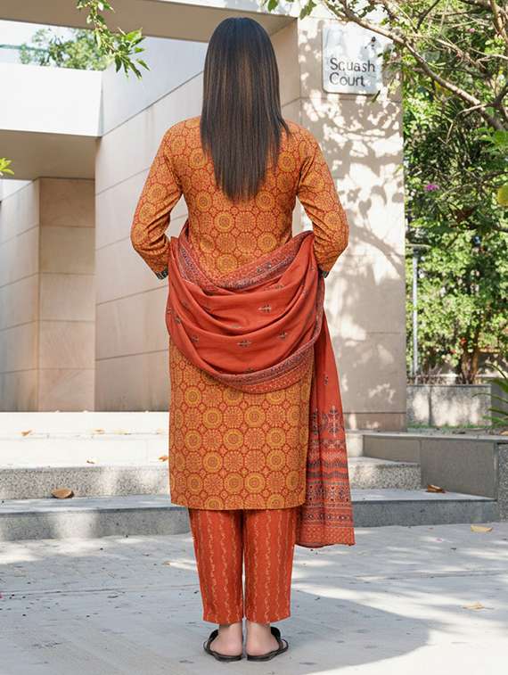 women printed three quarter sleeve kurta pant with dupatta set - 22286480 -  Standard Image - 4