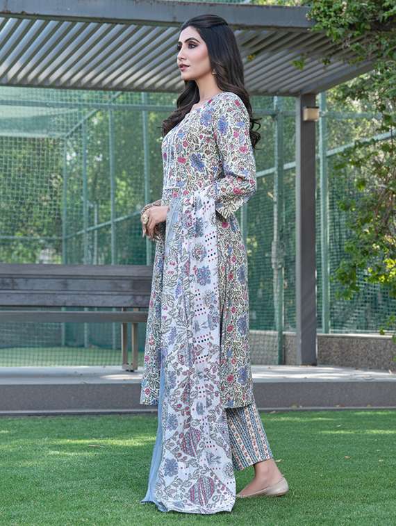 women printed three quarter sleeve kurta pant with dupatta set - 22286483 -  Standard Image - 1