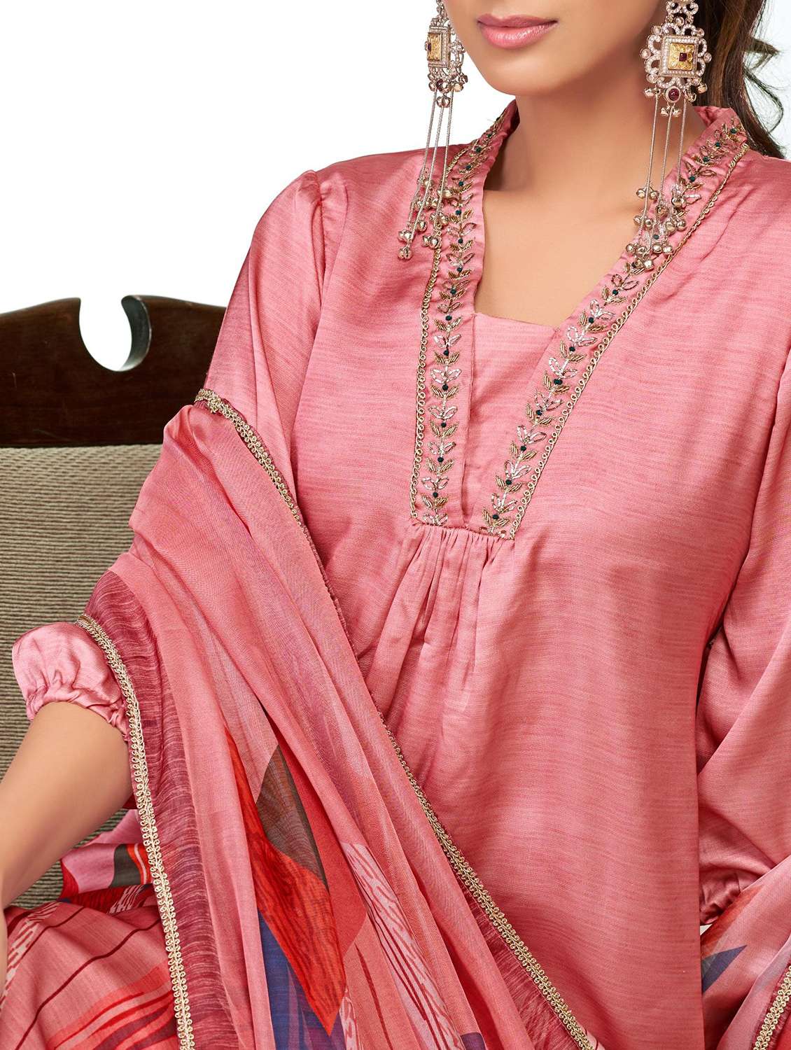 women printed three quarter sleeve kurta pant with dupatta set - 22286539 -  Standard Image - 4