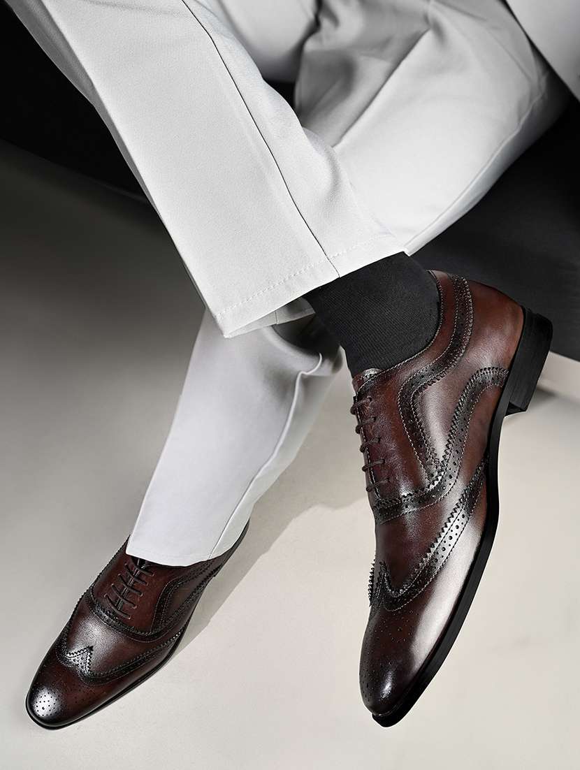 men black solid lace-up derbies - 22286545 -  Standard Image - 1