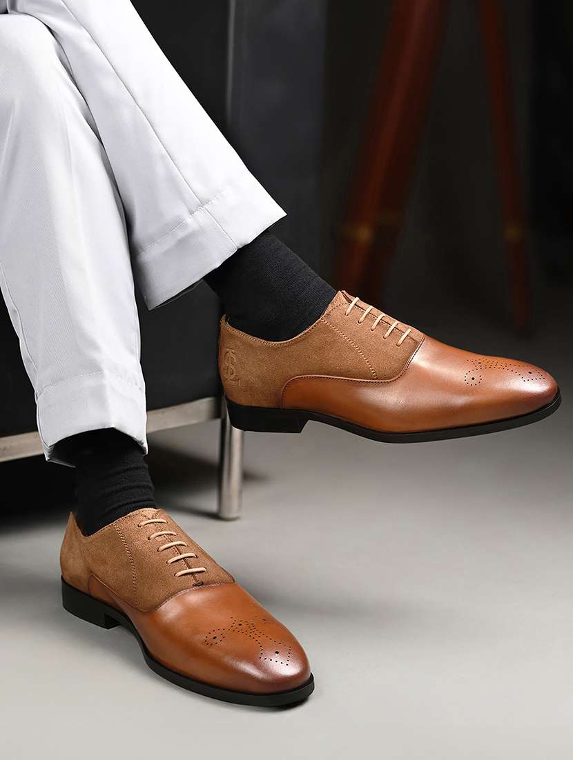 men black solid lace-up derbies - 22286546 -  Standard Image - 1