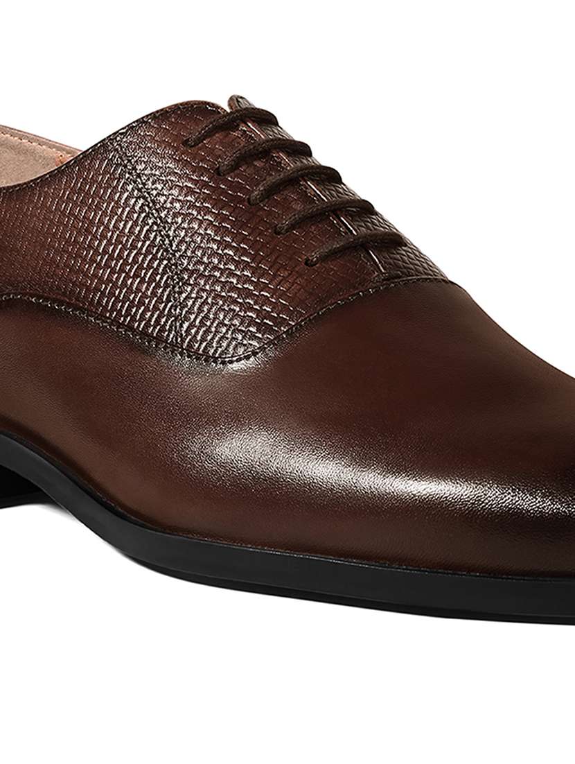 men brown solid lace-up derbies - 22286547 -  Standard Image - 4