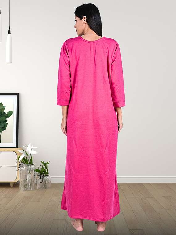 women solid long sleeve nighty - 22286748 -  Standard Image - 4