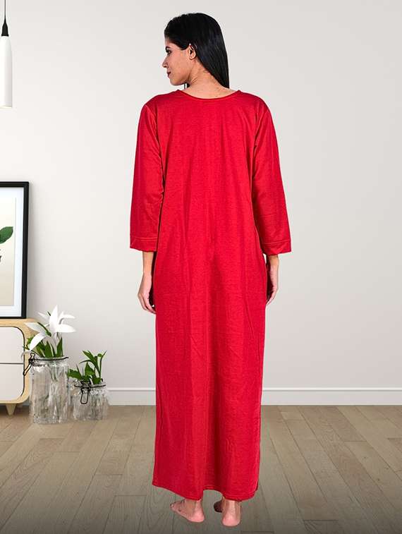 women solid long sleeve nighty - 22286749 -  Standard Image - 4