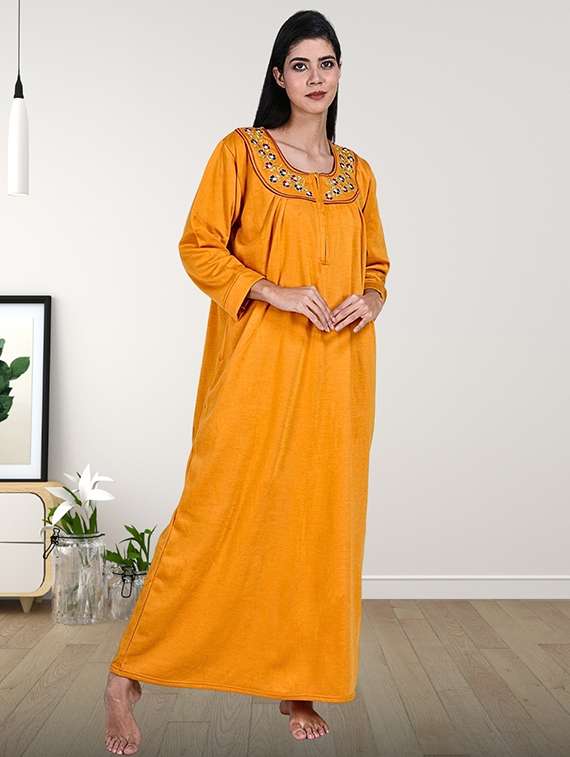 women solid long sleeve nighty - 22286750 -  Standard Image - 1
