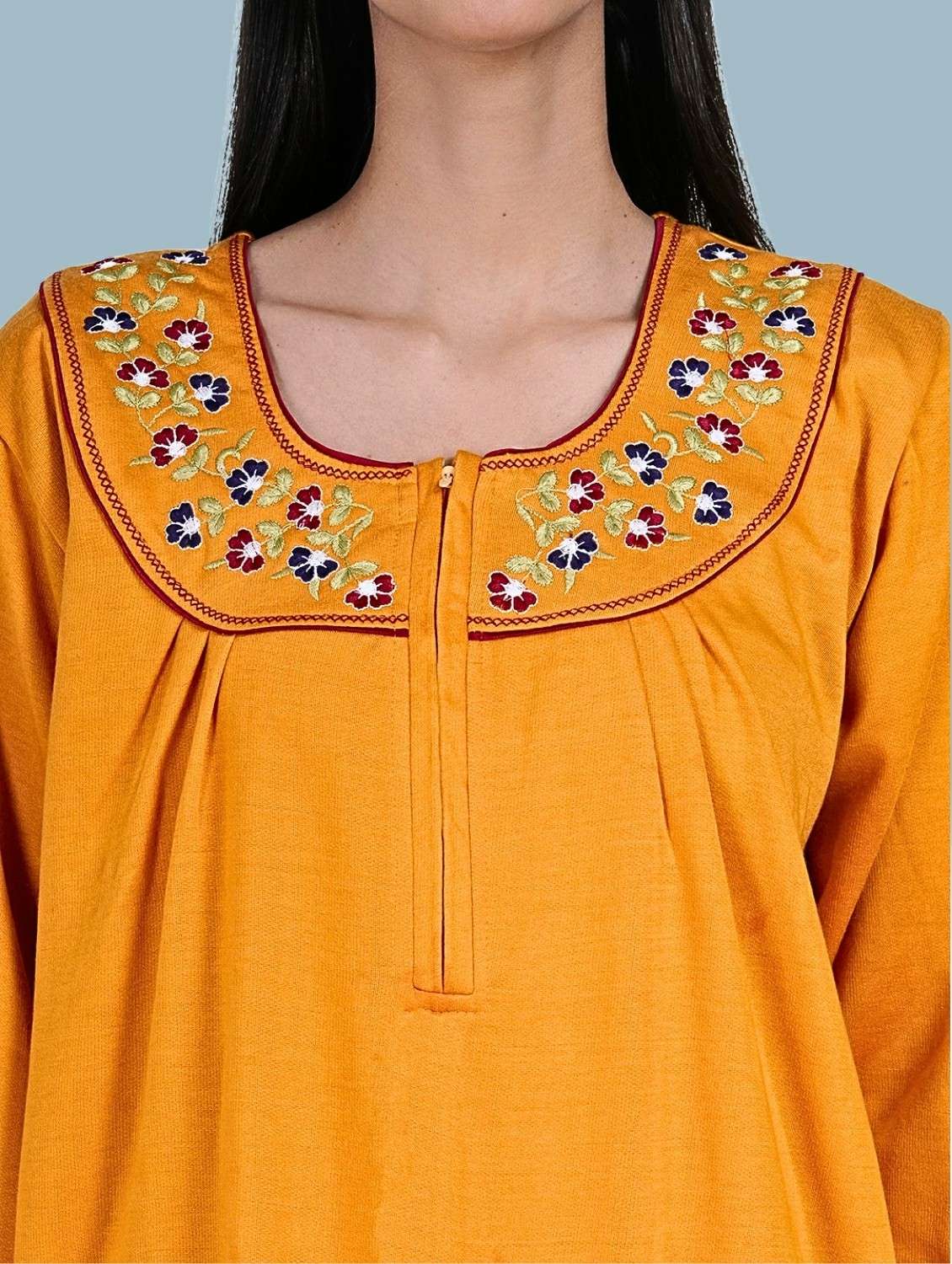 women solid long sleeve nighty - 22286750 -  Standard Image - 4