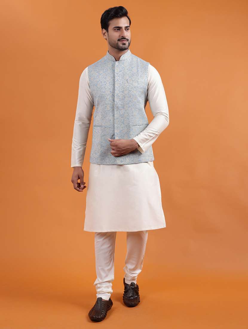 men self design mandarin neck regular fit nehru jacket - 22286753 -  Standard Image - 1