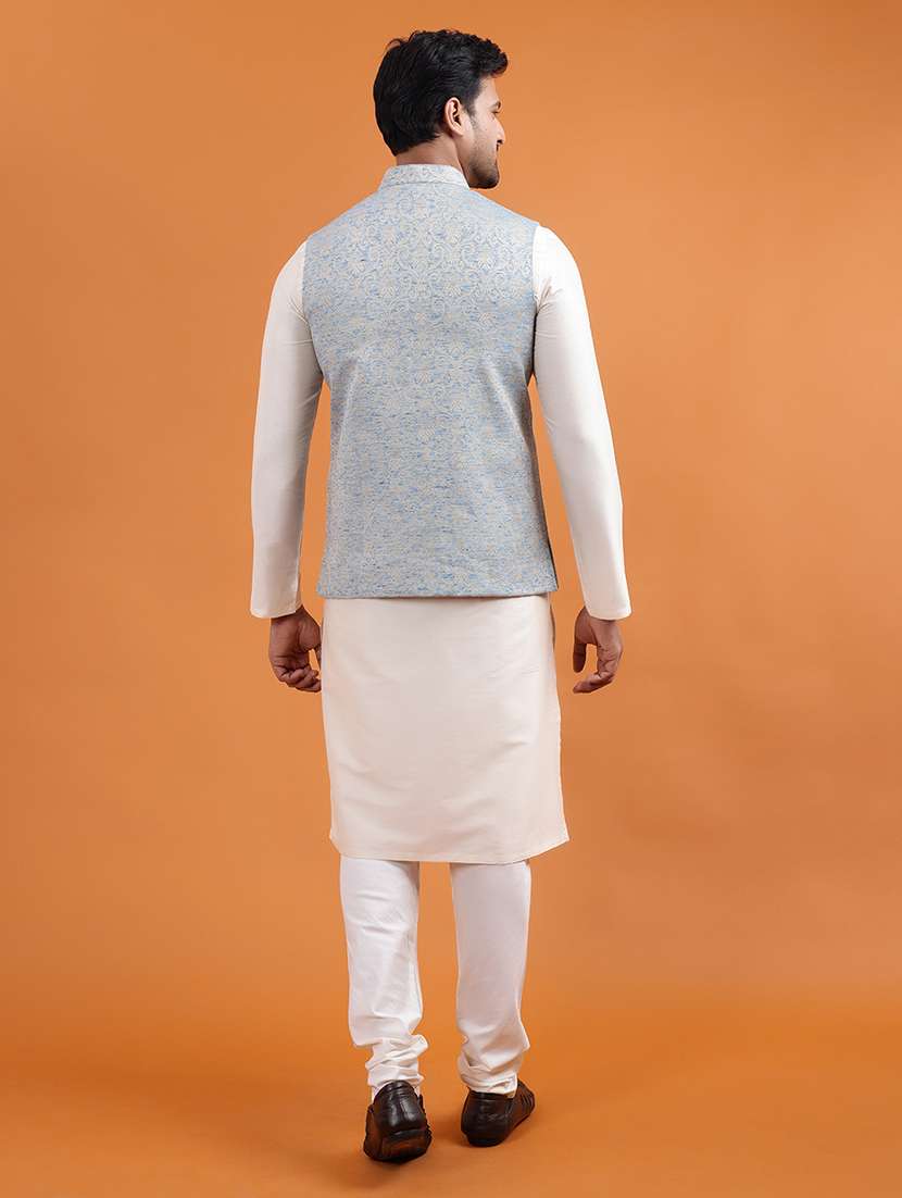 men self design mandarin neck regular fit nehru jacket - 22286753 -  Standard Image - 4