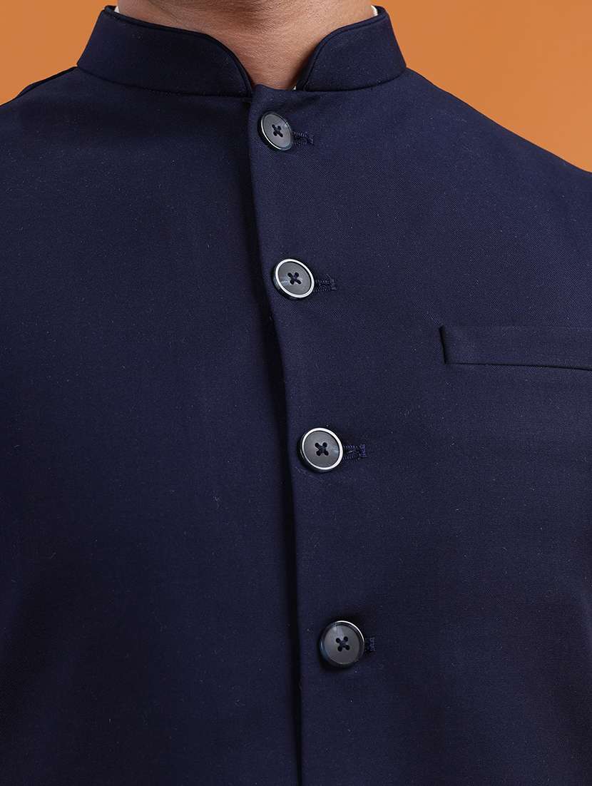 men solid mandarin neck regular fit nehru jacket - 22286754 -  Standard Image - 4