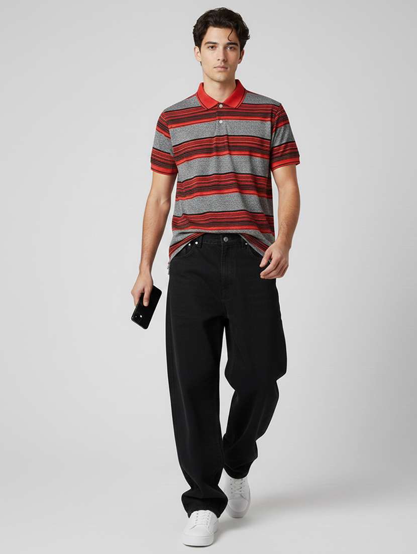 men striped short sleeve regular fit polo t-shirt - 22286796 -  Standard Image - 4