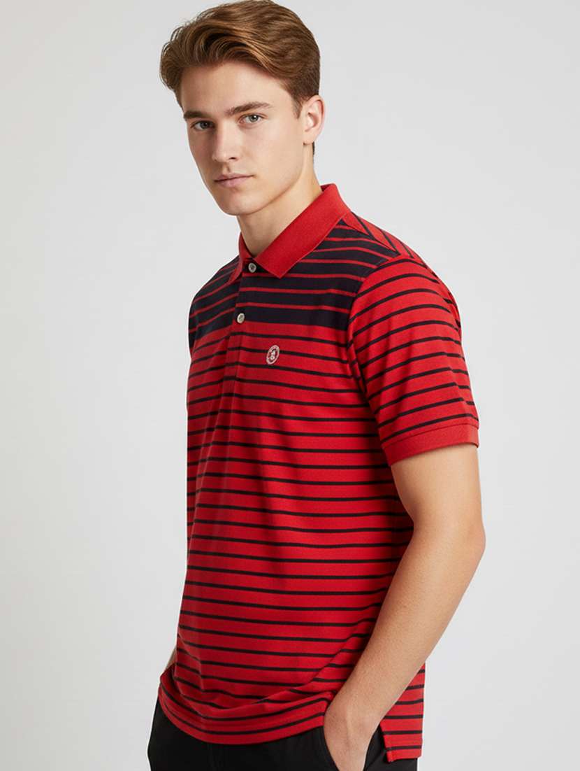 men striped short sleeve regular fit polo t-shirt - 22286800 -  Standard Image - 1