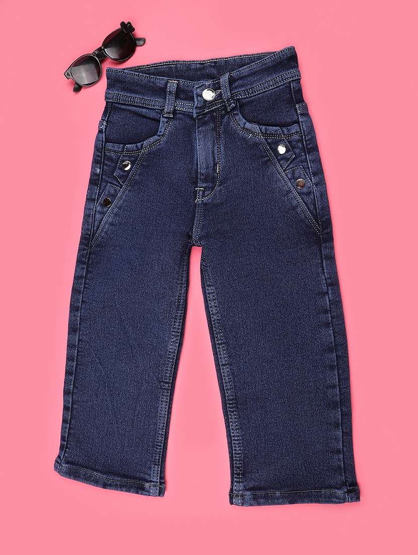 Girls Solid Mid Rise Straight Jeans - 22286835 -  Standard Image - 1