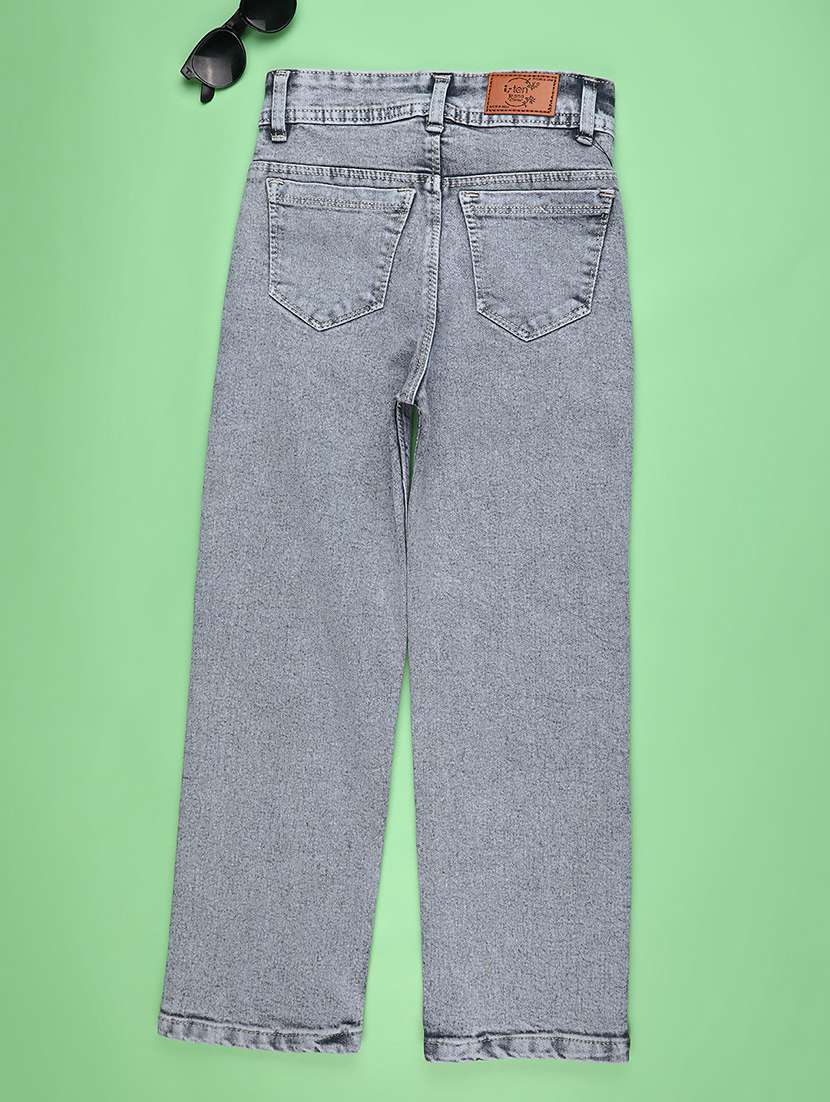 girls plain mid rise straight fit jeans - 22286855 -  Standard Image - 1