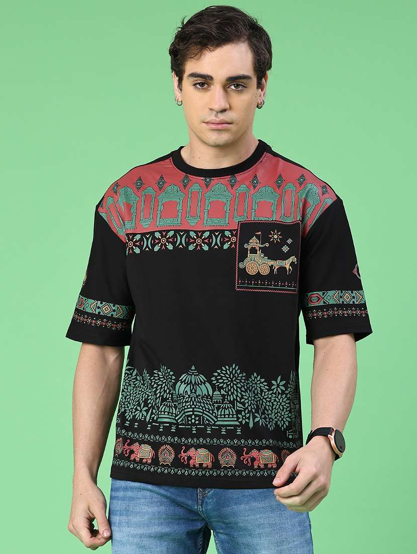 men black cotton blend plain t-shirt - 22286905 -  Standard Image - 1