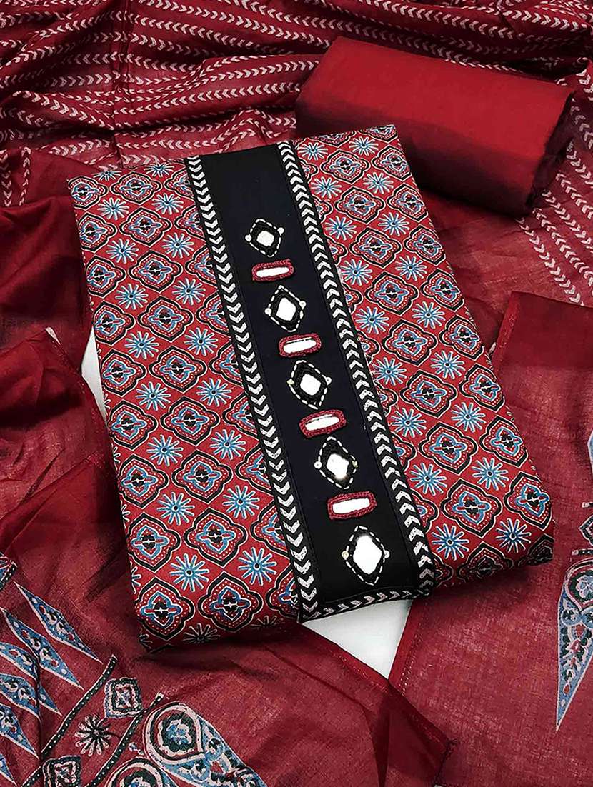 women printed unstitched suit set