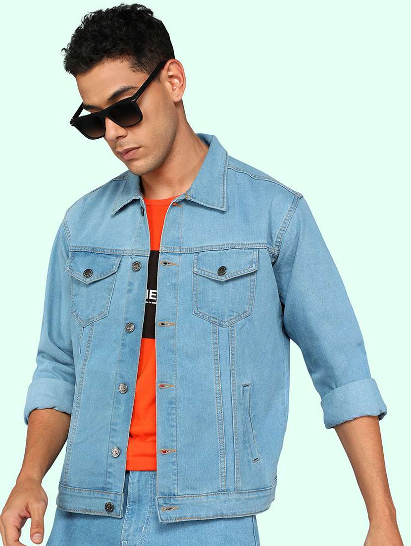 men solid long sleeve denim jacket - 22286951 -  Standard Image - 1