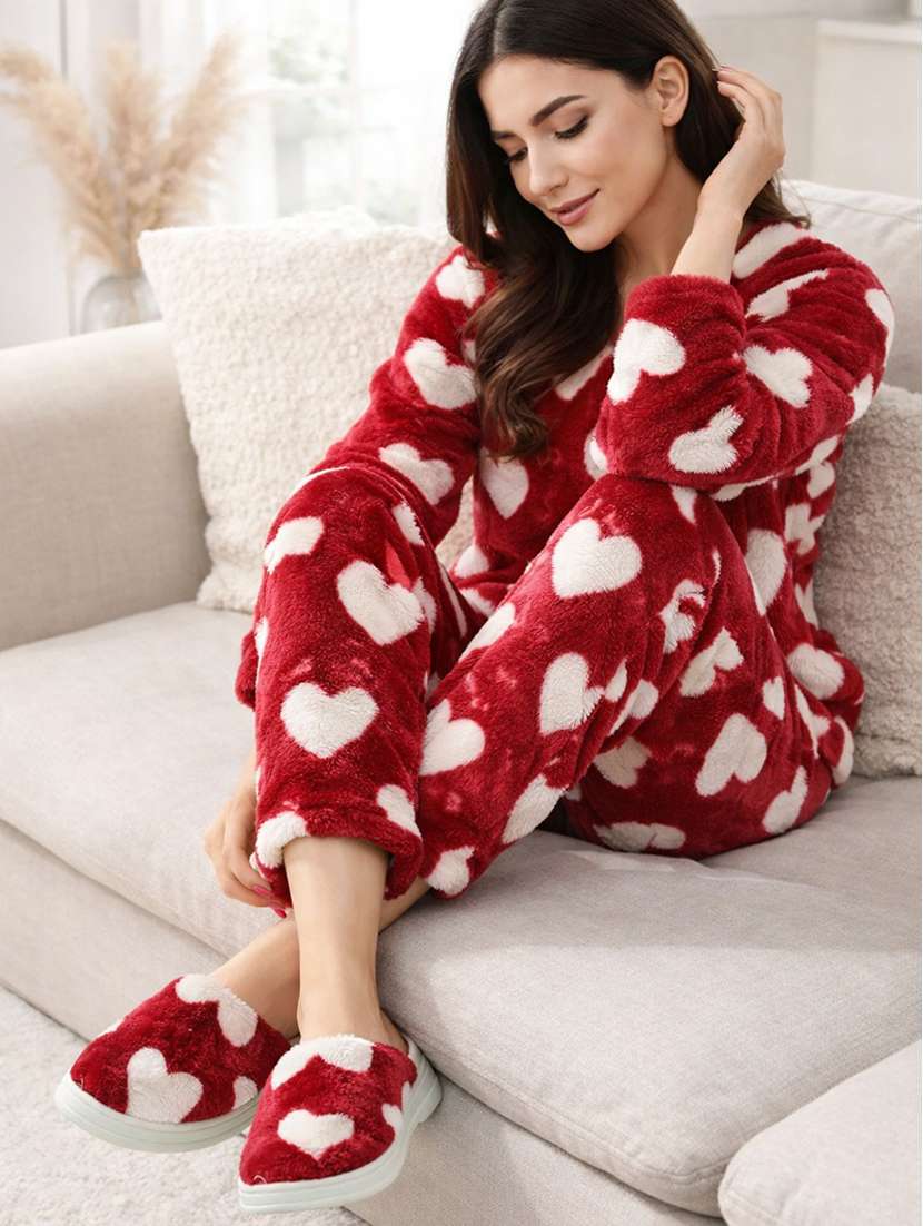 women printed slip on winterwear slipper - 22286956 -  Standard Image - 1