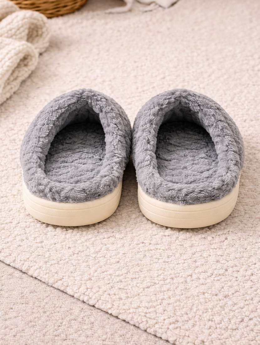 women solid slip on winterwear slipper - 22286959 -  Standard Image - 1