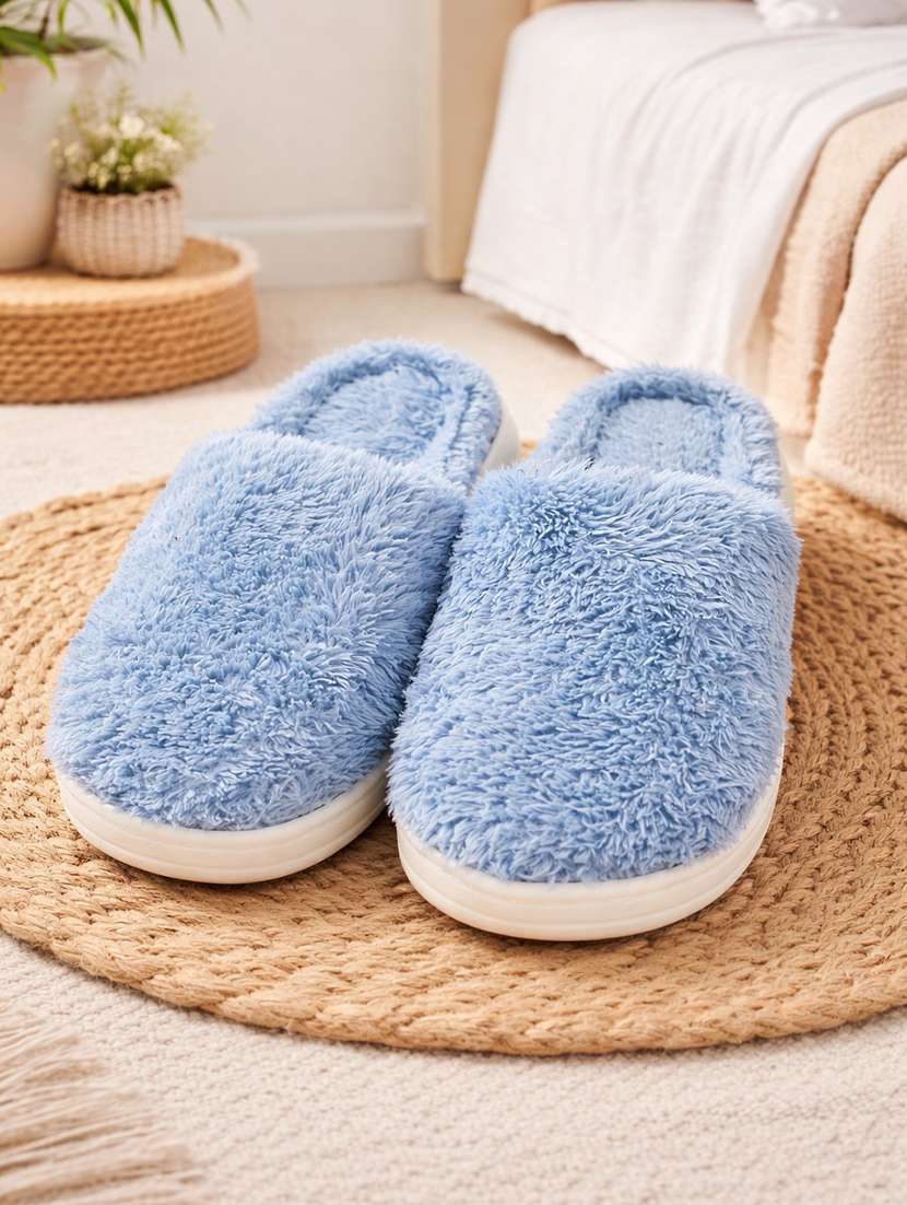 women solid slip on winterwear slipper - 22286961 -  Standard Image - 1