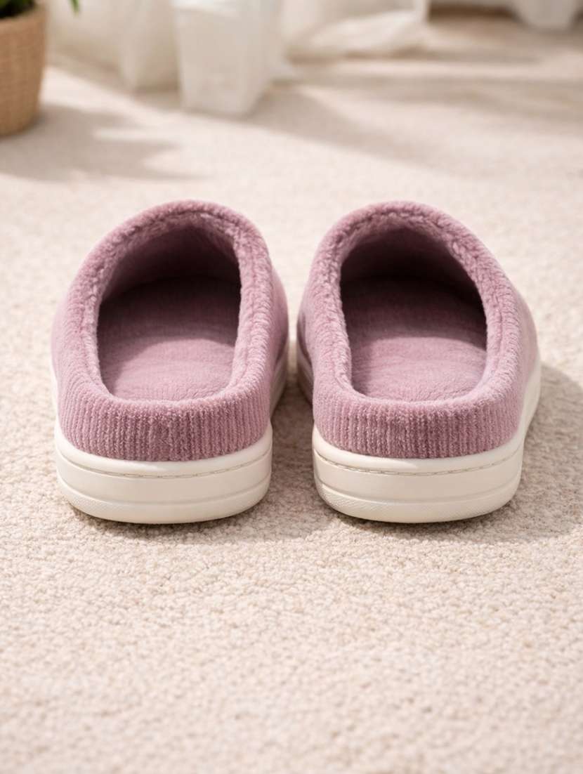 women solid slip on winterwear slipper - 22286966 -  Standard Image - 1