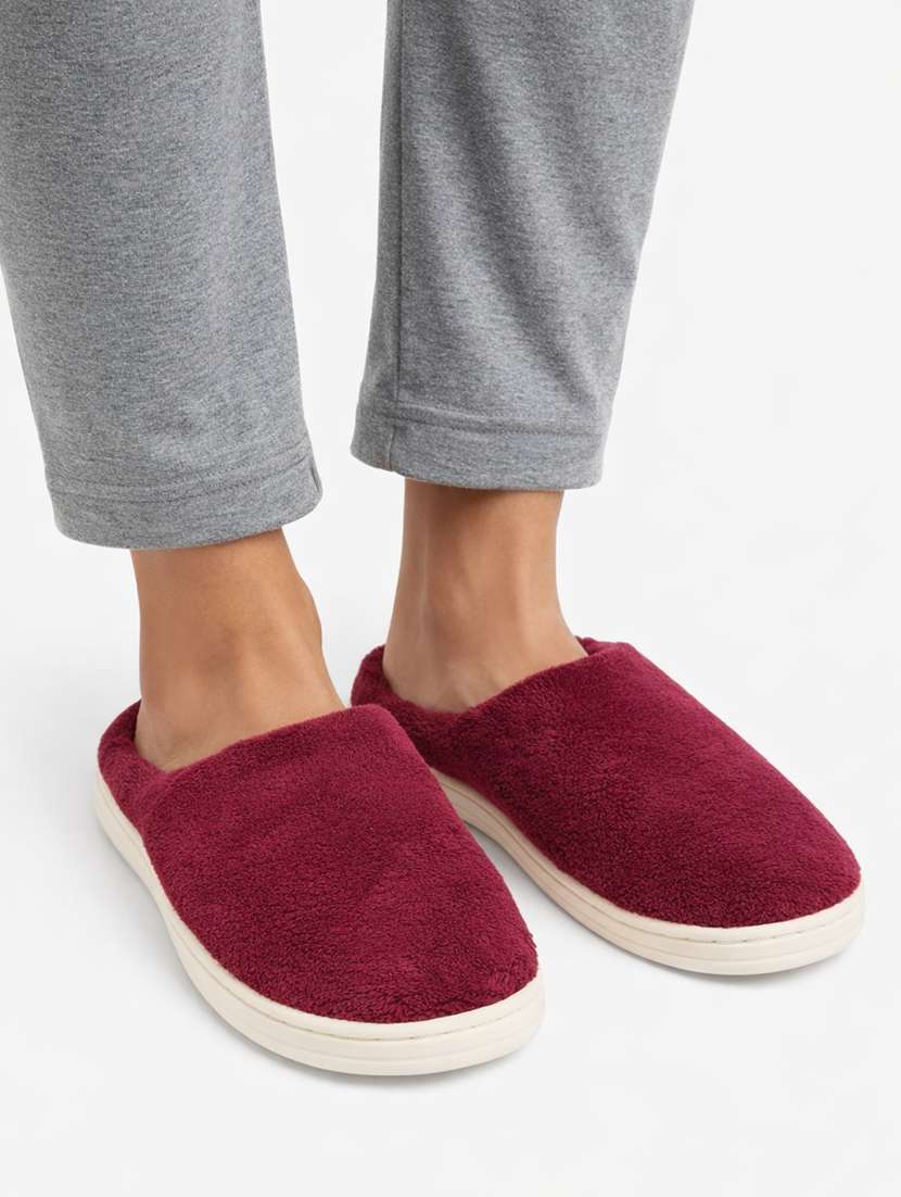 women solid slip on winterwear slipper - 22286969 -  Standard Image - 1