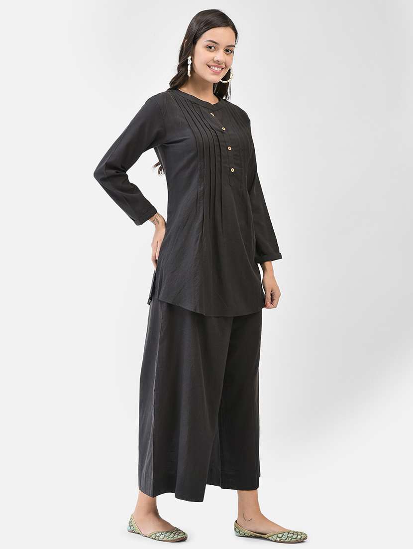 women solid long sleeve a-line kurti - 22287101 -  Standard Image - 1
