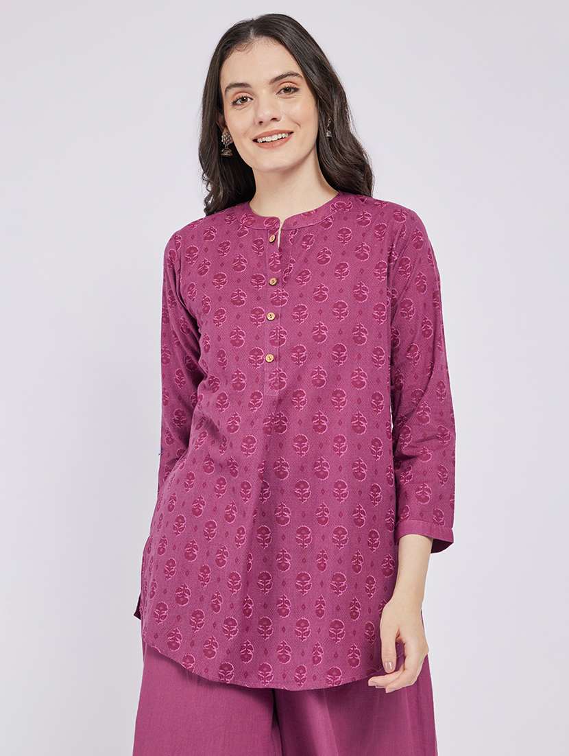 purple cotton aline kurti - 22287104 -  Standard Image - 1