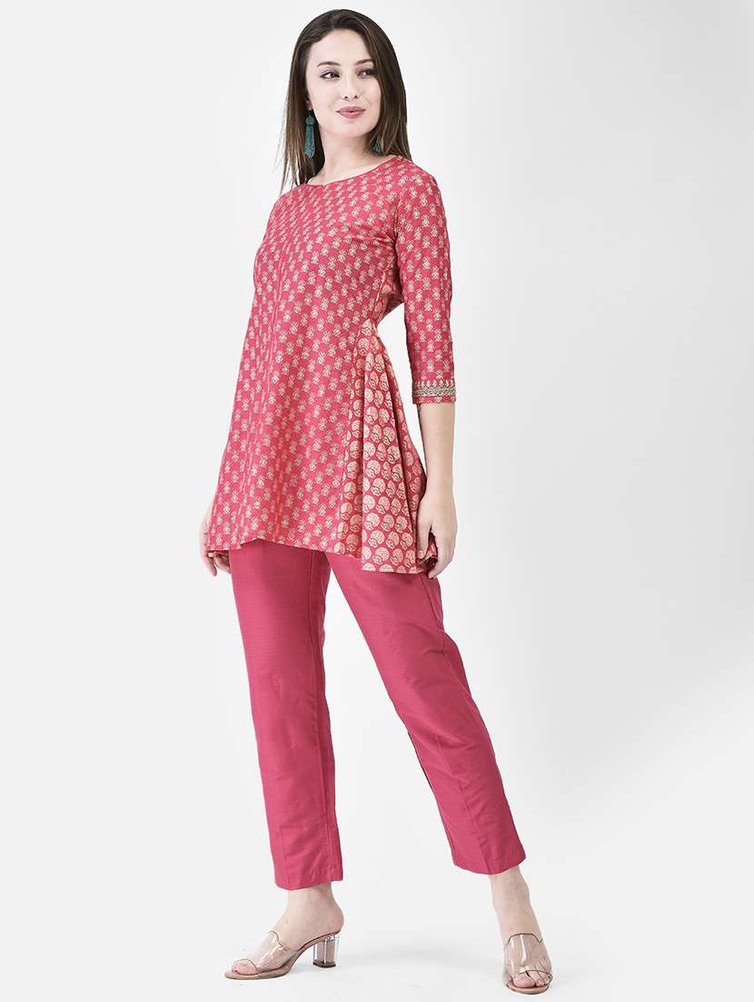 women printed three quarter sleeve a-line kurti - 22287108 -  Standard Image - 1