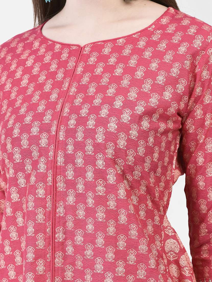 women printed three quarter sleeve a-line kurti - 22287108 -  Standard Image - 4