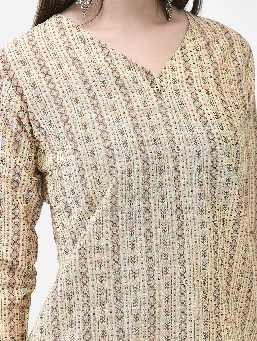 women printed three quarter sleeve straight kurti - 22287112 -  Standard Image - 4