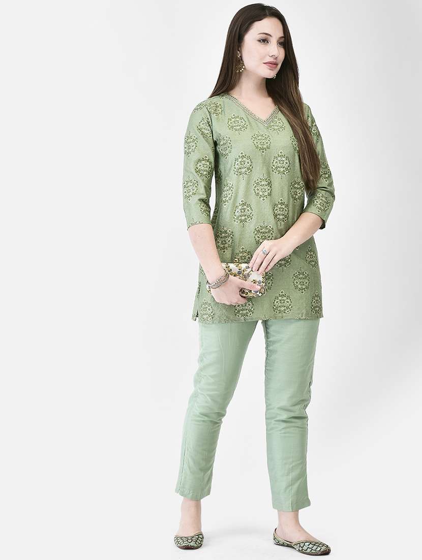 women printed three quarter sleeve straight kurti - 22287116 -  Standard Image - 1