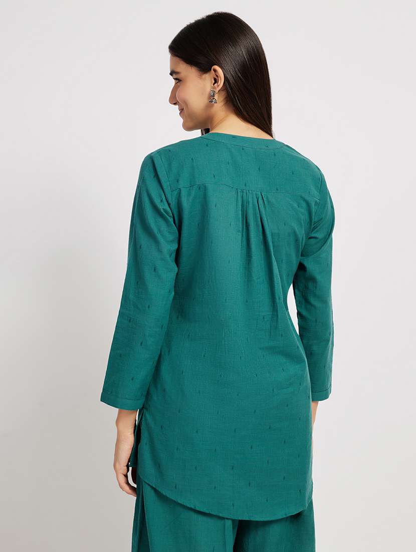 women self design three quarter sleeve a-line kurti - 22287117 -  Standard Image - 1