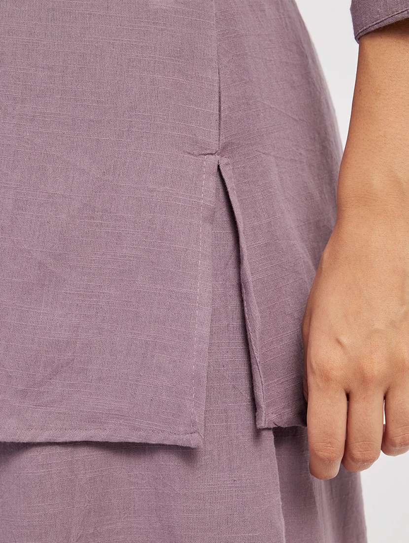 women solid three quarter sleeve a-line kurti - 22287118 -  Standard Image - 4