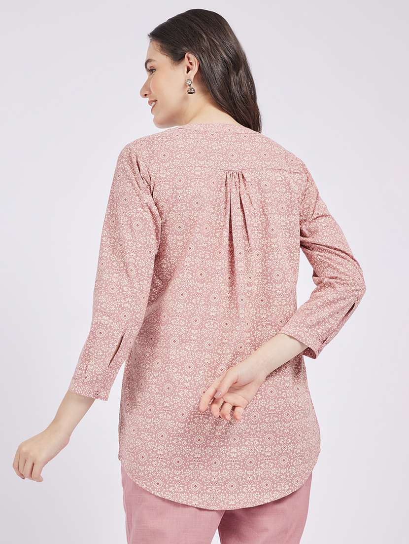 women printed three quarter sleeve a-line kurti - 22287119 -  Standard Image - 1