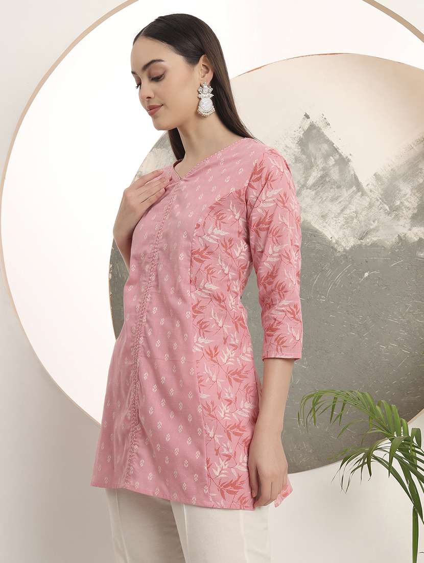 women printed three quarter sleeve a-line kurti - 22287120 -  Standard Image - 1