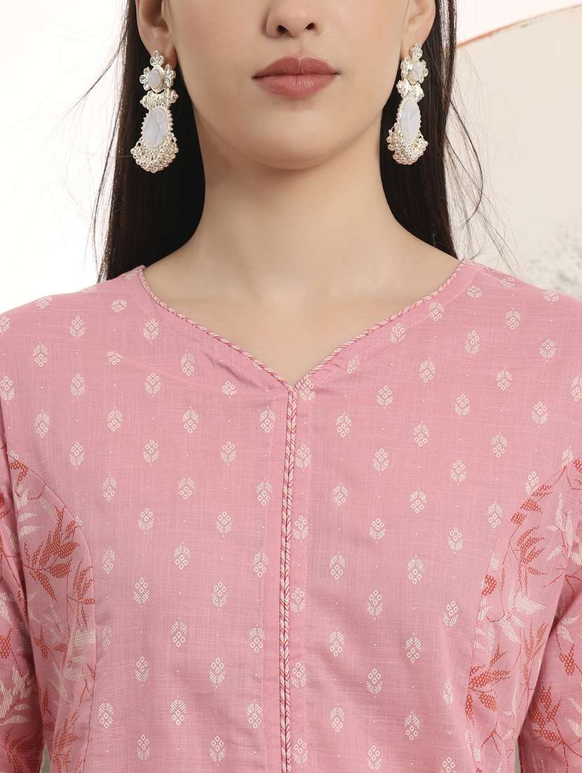 women printed three quarter sleeve a-line kurti - 22287120 -  Standard Image - 4