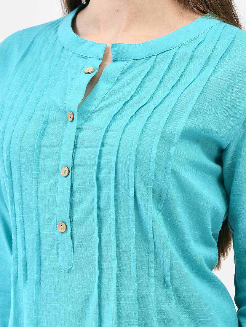 women solid long sleeve a-line kurti - 22287121 -  Standard Image - 4