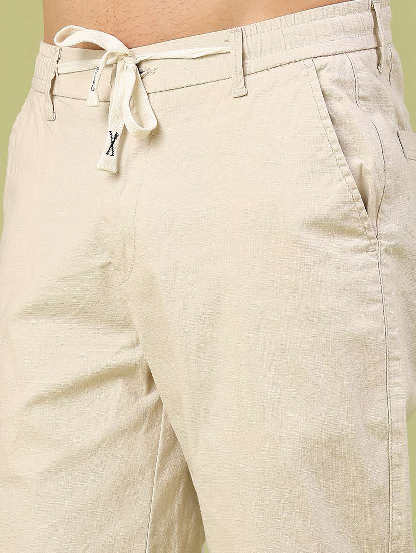 men solid mid rise chinos casual trouser - 22287317 -  Standard Image - 1