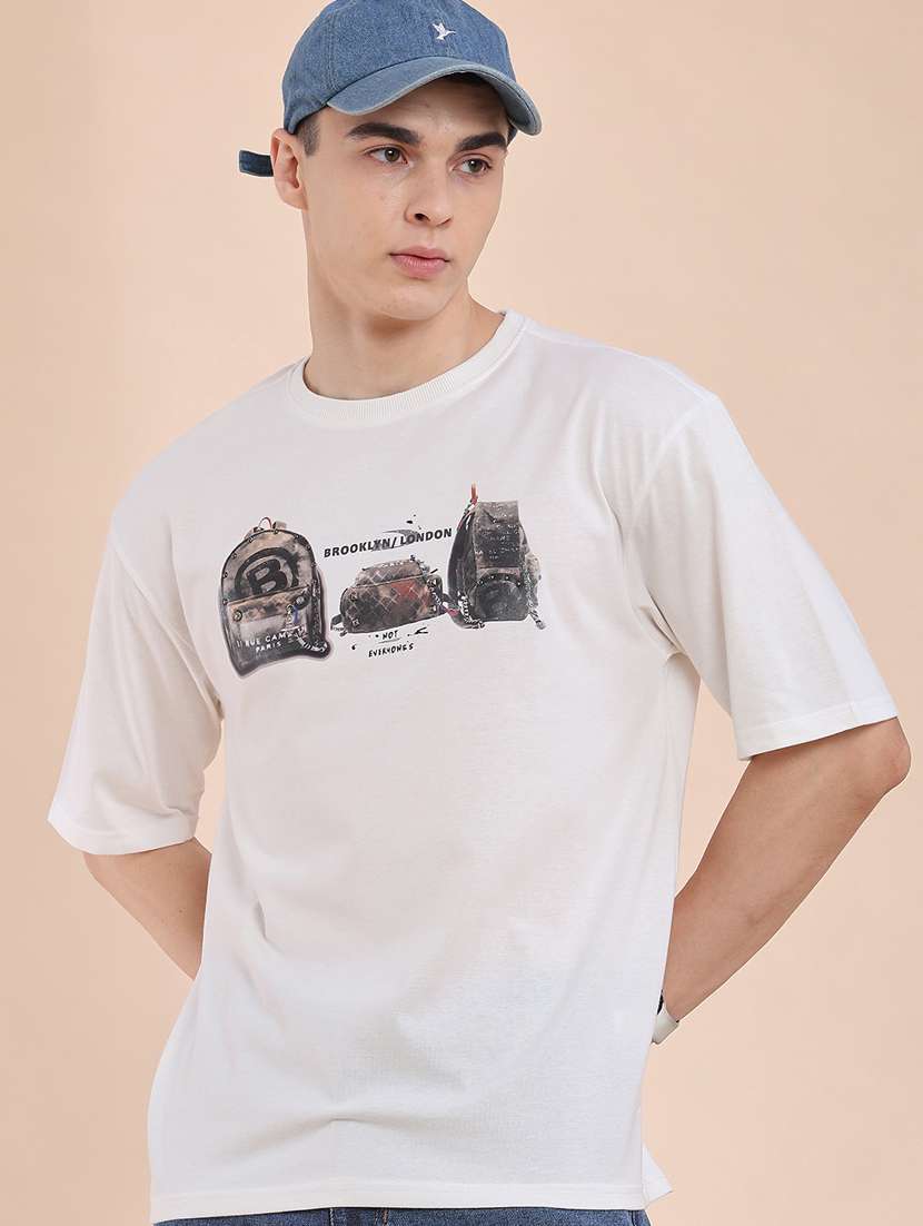 men printed round neck oversized t-shirt