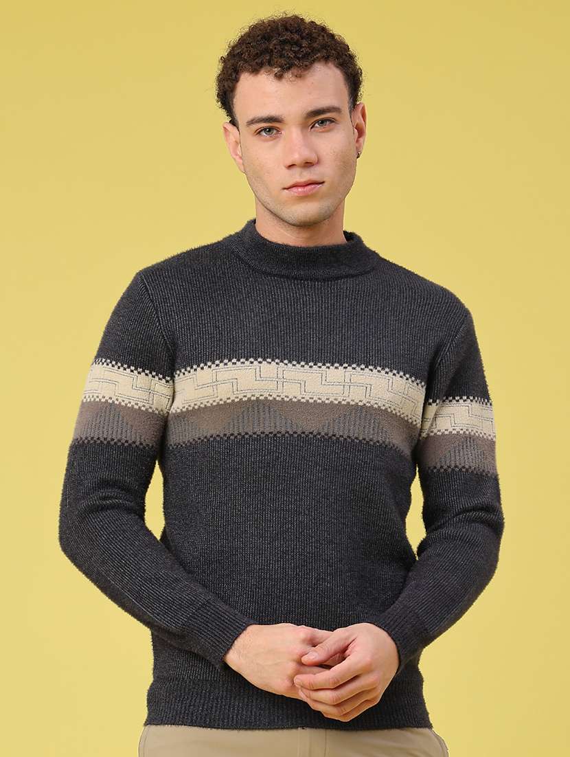 men self design long sleeve regular fit pullover  - 22287360 -  Standard Image - 1