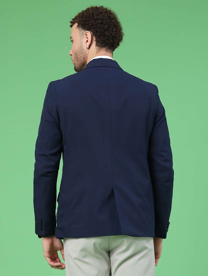 men solid lapel collar single breasted formal blazer - 22287422 -  Standard Image - 4