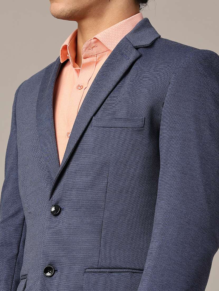 blue cotton single breasted formal blazer - 22287423 -  Standard Image - 1