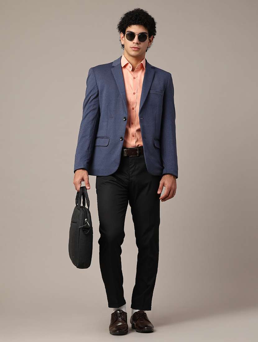 blue cotton single breasted formal blazer - 22287423 -  Standard Image - 4