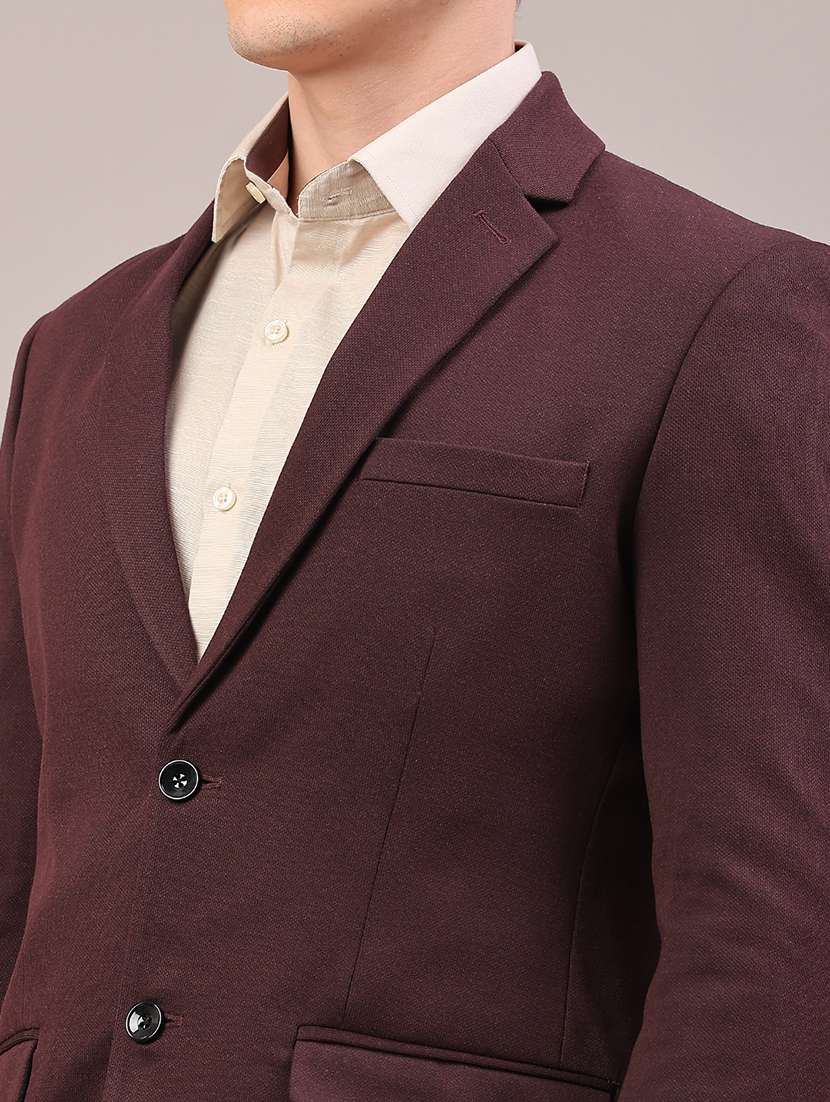 men solid lapel collar single breasted formal blazer - 22287425 -  Standard Image - 1