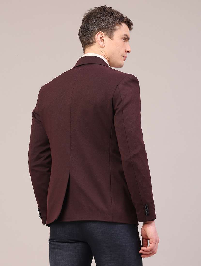 men solid lapel collar single breasted formal blazer - 22287425 -  Standard Image - 4