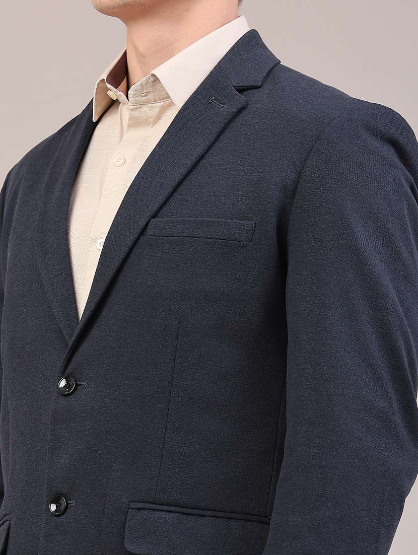 men solid lapel collar single breasted formal blazer - 22287427 -  Standard Image - 1