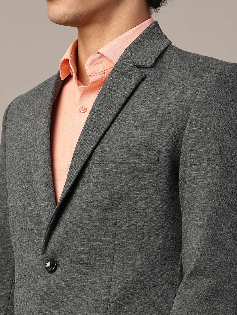 grey cotton single breasted formal blazer - 22287428 -  Standard Image - 1